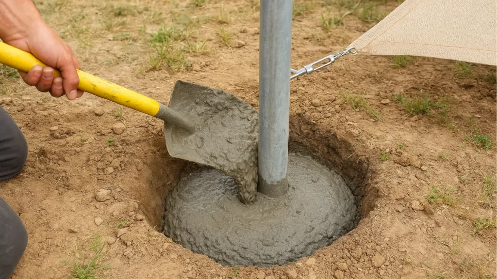 Coulage beton de base pour le mat 